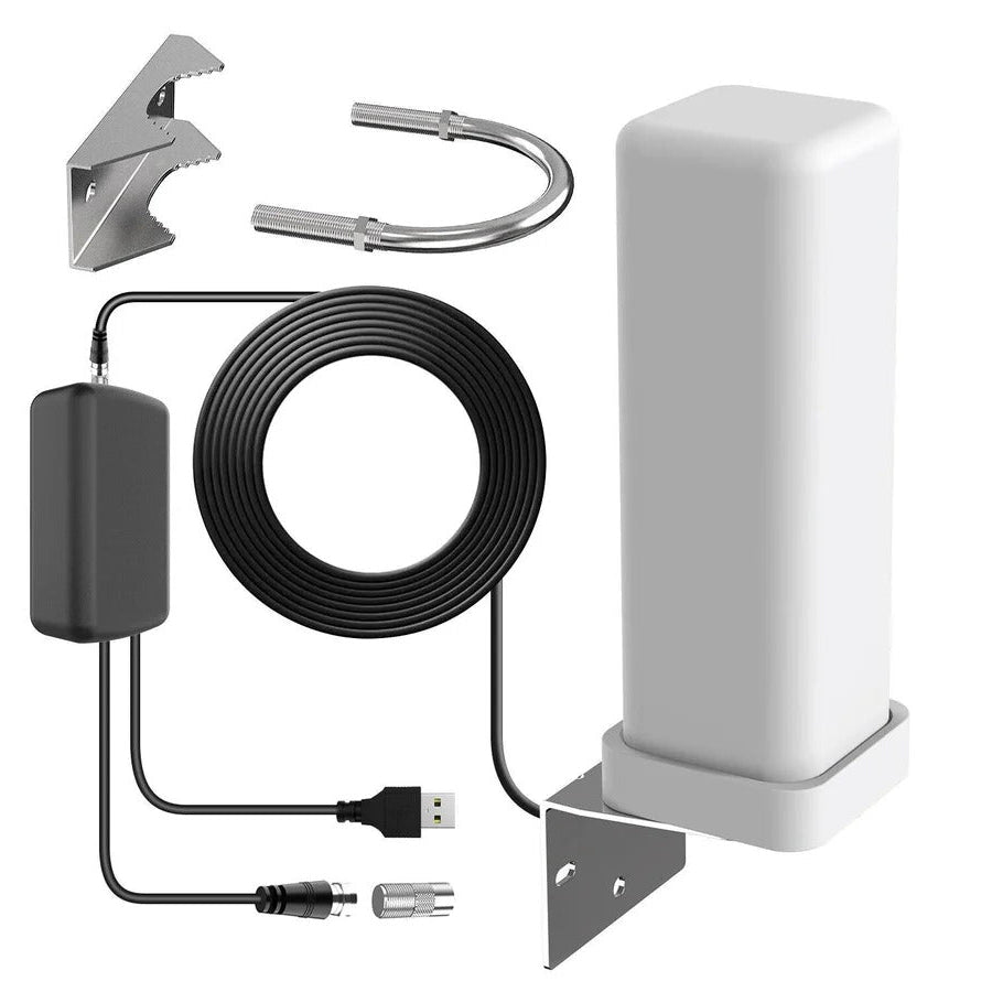 Outdoor HDTV Antenna with 460 Mile Reception and Signal Amplifier, 360 Degree Omnidirectional