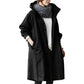 Mid Length Rain Jacket with Adjustable Hood and Large Side Pockets