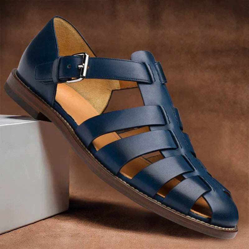 Men's Open Toe Sandals with Adjustable Buckle Straps and Ergonomic Footbed