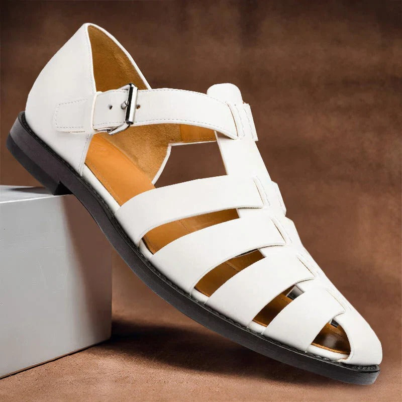 Men's Open Toe Sandals with Adjustable Buckle Straps and Ergonomic Footbed
