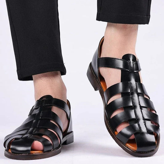 Men's Open Toe Sandals with Adjustable Buckle Straps and Ergonomic Footbed