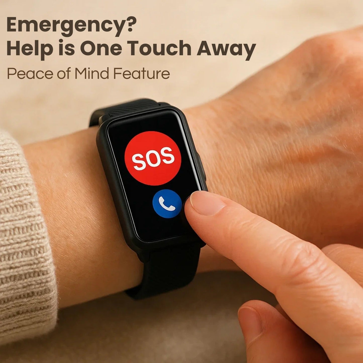 Medical Alert Smartwatch with Automatic Fall Detection and GPS Tracking, 48-Hour Battery
