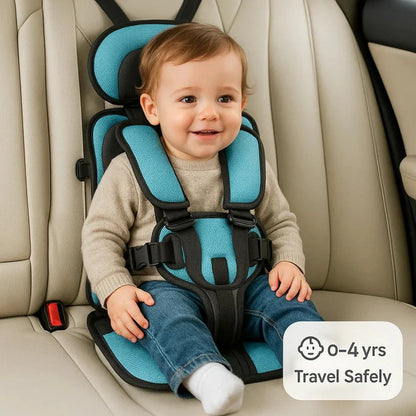Portable Child Travel Seat with Five-Point Harness and Foldable Design, Ages 1-14