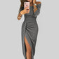 Formal Off Shoulder Dress with Full Sleeves and Side Slit