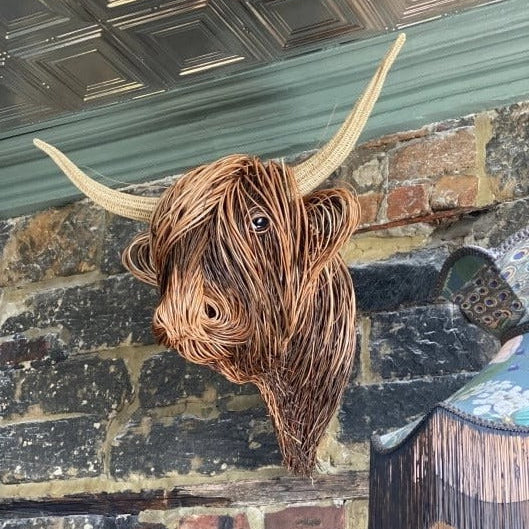 Highland Cattle Wall Sculpture with Hand Finished Textures, 24.8 x 20.9 Inches