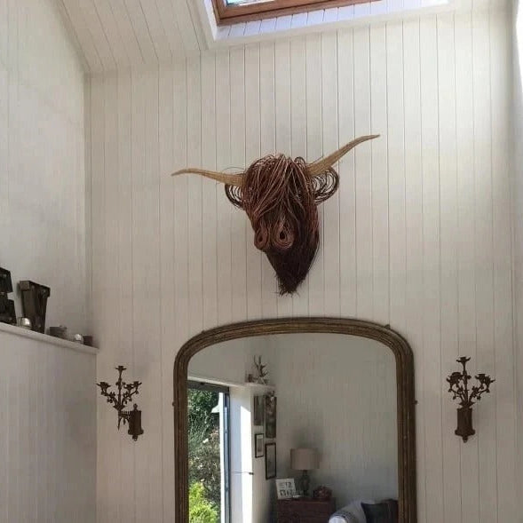 Highland Cattle Wall Sculpture with Hand Finished Textures, 24.8 x 20.9 Inches