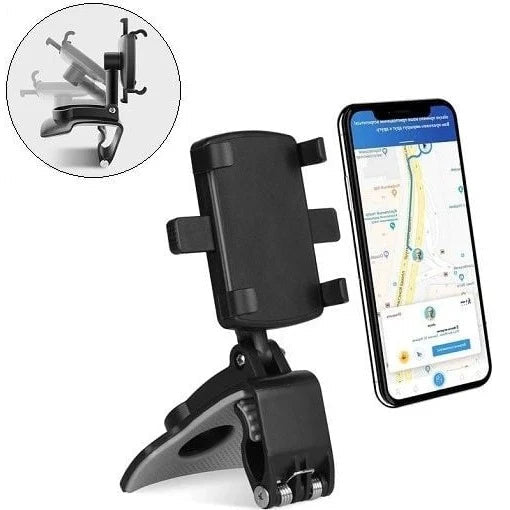 Universal 360 Degree Car Phone Holder for Sunshade, Mirror, and Dashboard Mount