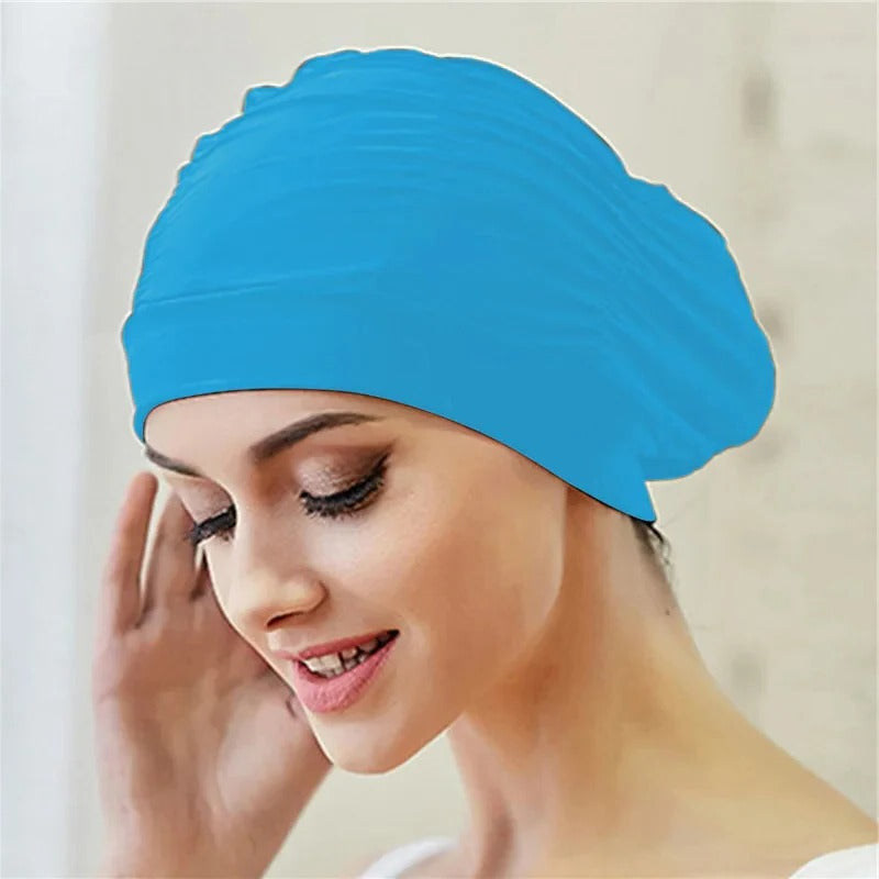Turban Style Stretch Swimming Cap with Twist Front Design