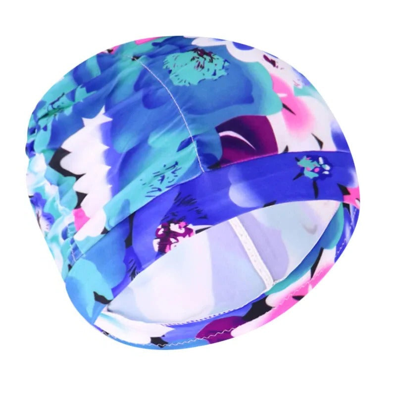Turban Style Stretch Swimming Cap with Twist Front Design