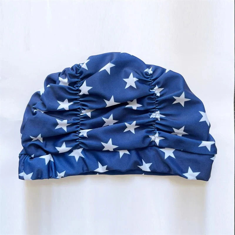Turban Style Stretch Swimming Cap with Twist Front Design
