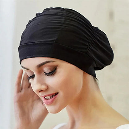 Turban Style Stretch Swimming Cap with Twist Front Design