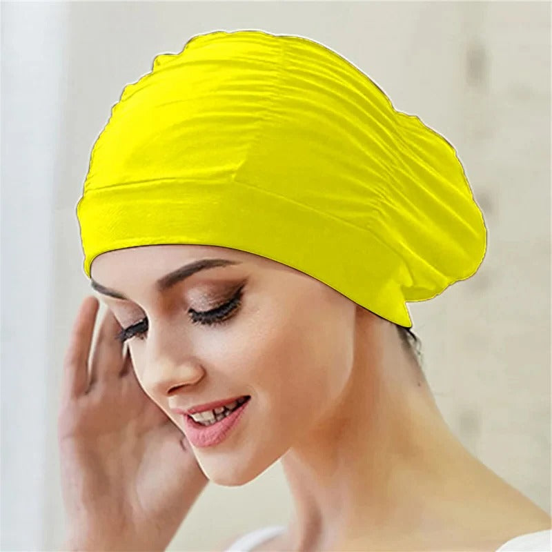 Turban Style Stretch Swimming Cap with Twist Front Design