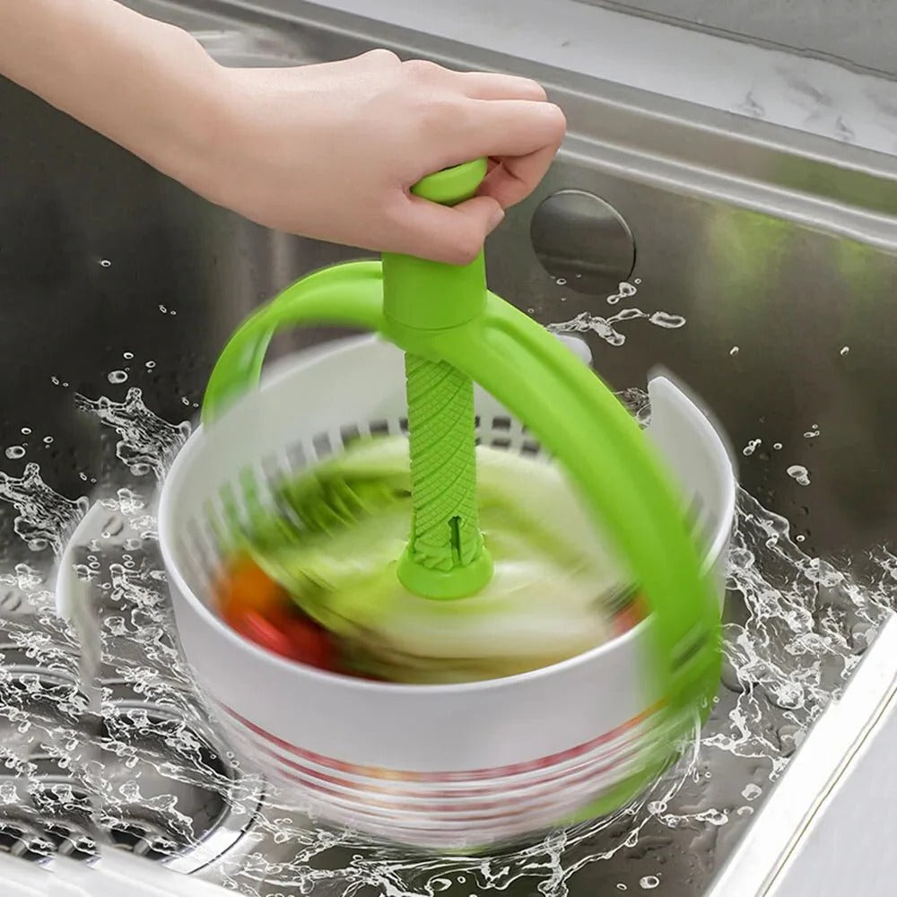 Manual Salad Spinner Bowl with Foldable Handle and Brake Button