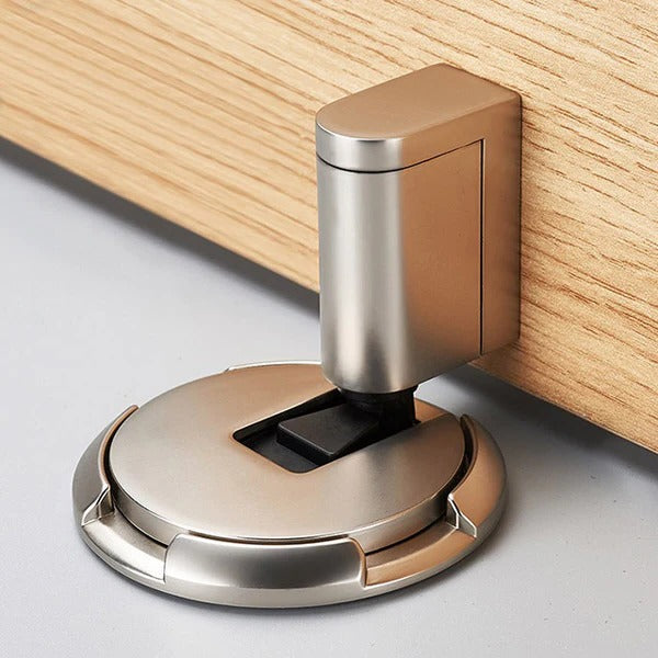 Adjustable Door Stopper with Locking Grip and Dual Mounting, Zinc Alloy