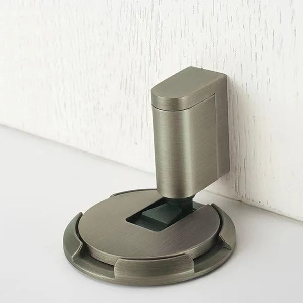 Adjustable Door Stopper with Locking Grip and Dual Mounting, Zinc Alloy