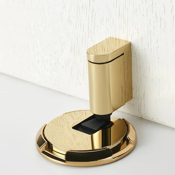 Adjustable Door Stopper with Locking Grip and Dual Mounting, Zinc Alloy