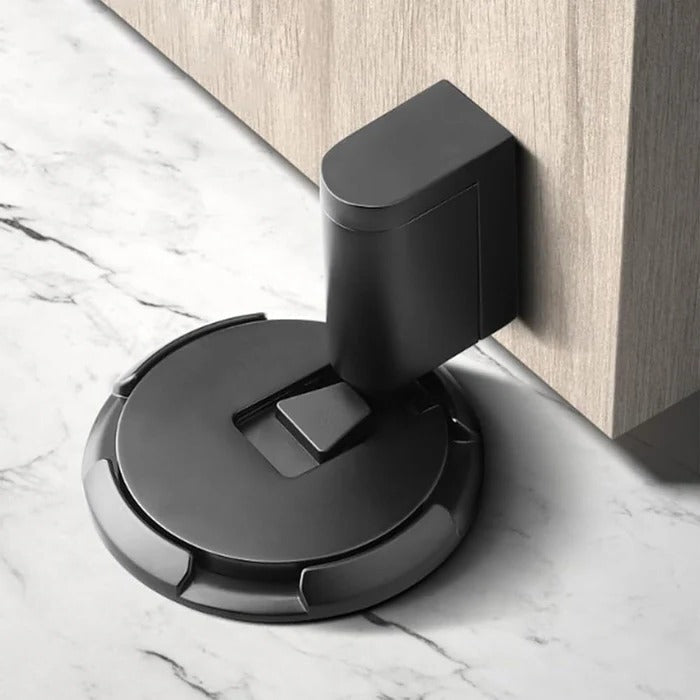 Adjustable Door Stopper with Locking Grip and Dual Mounting, Zinc Alloy