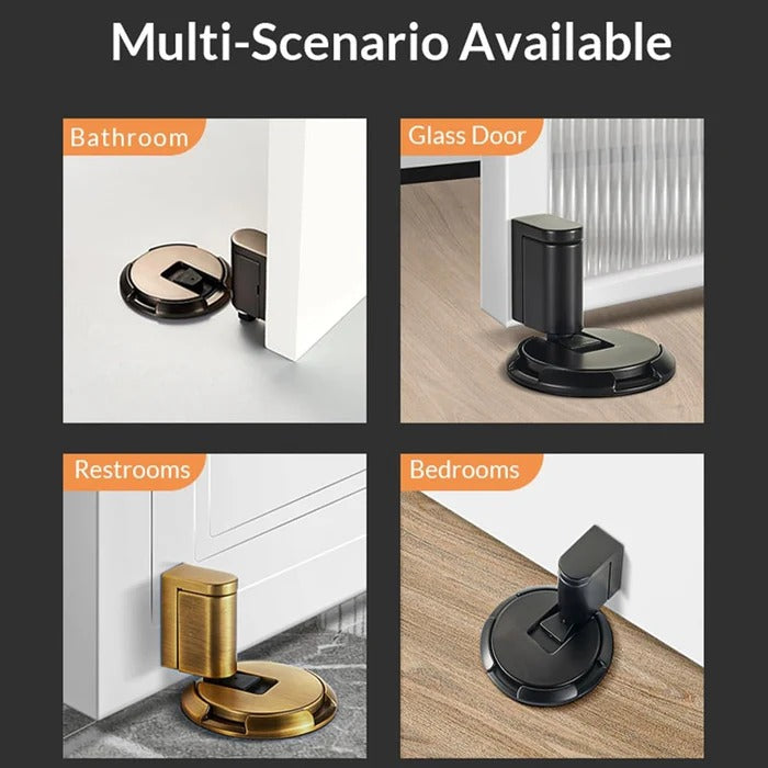 Adjustable Door Stopper with Locking Grip and Dual Mounting, Zinc Alloy