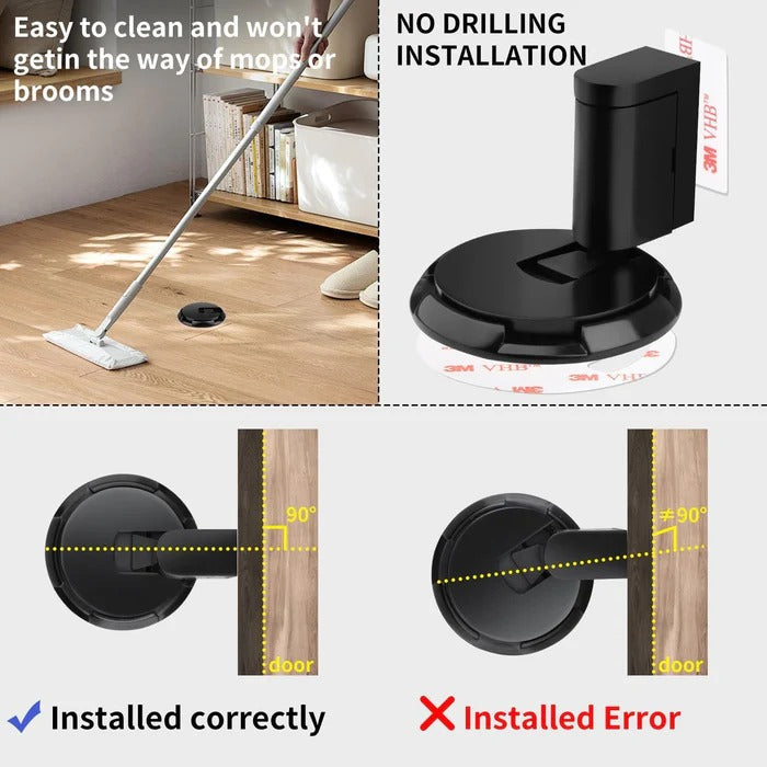Adjustable Door Stopper with Locking Grip and Dual Mounting, Zinc Alloy