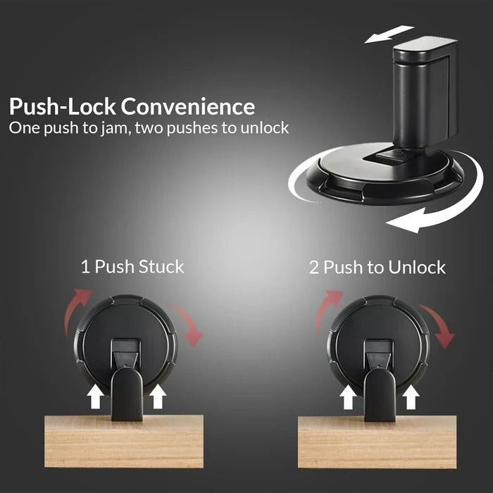 Adjustable Door Stopper with Locking Grip and Dual Mounting, Zinc Alloy