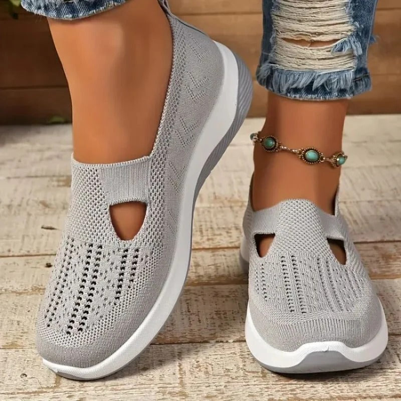 Mesh Sneakers with Cushioned Insole and Shock Absorbing Sole for Women