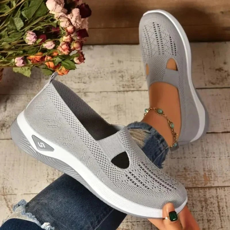 Mesh Sneakers with Cushioned Insole and Shock Absorbing Sole for Women