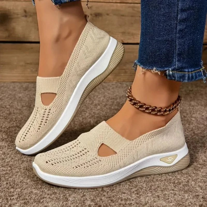 Mesh Sneakers with Cushioned Insole and Shock Absorbing Sole for Women