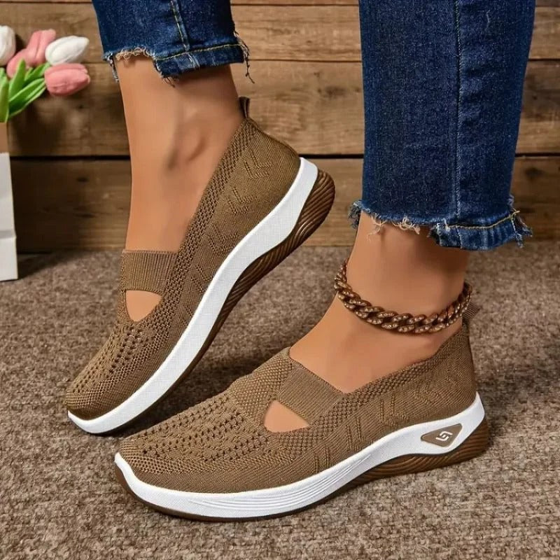 Mesh Sneakers with Cushioned Insole and Shock Absorbing Sole for Women