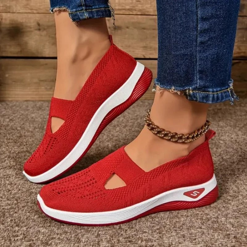 Mesh Sneakers with Cushioned Insole and Shock Absorbing Sole for Women