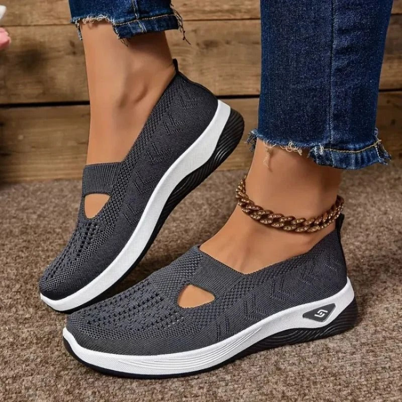 Mesh Sneakers with Cushioned Insole and Shock Absorbing Sole for Women