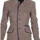 Two Tone Stand Collar Blazer with Tailored Fit and Button Front Closure