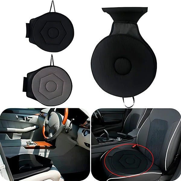 Rotating Seat Cushion with Foam Padding and Non-Slip Base for Cars and Chairs