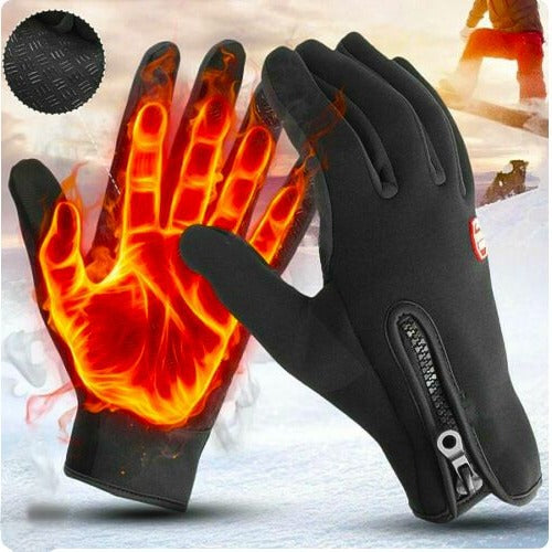 Touchscreen Winter Gloves with Zippered Wrist and Anti-Slip Palm, Fleece-Lined Neoprene