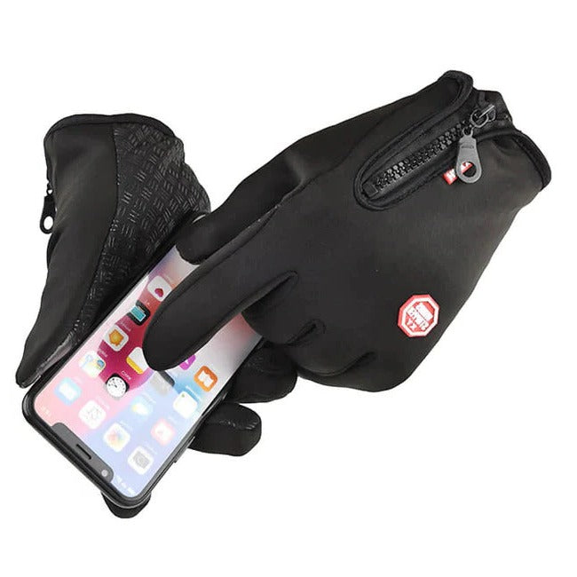 Touchscreen Winter Gloves with Zippered Wrist and Anti-Slip Palm, Fleece-Lined Neoprene