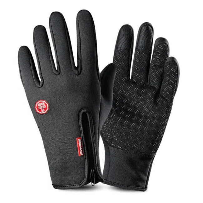 Touchscreen Winter Gloves with Zippered Wrist and Anti-Slip Palm, Fleece-Lined Neoprene