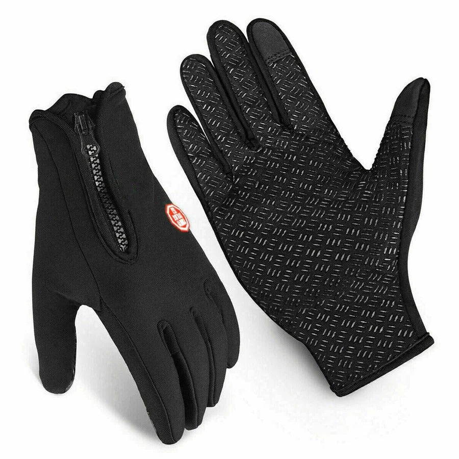 Touchscreen Winter Gloves with Zippered Wrist and Anti-Slip Palm, Fleece-Lined Neoprene