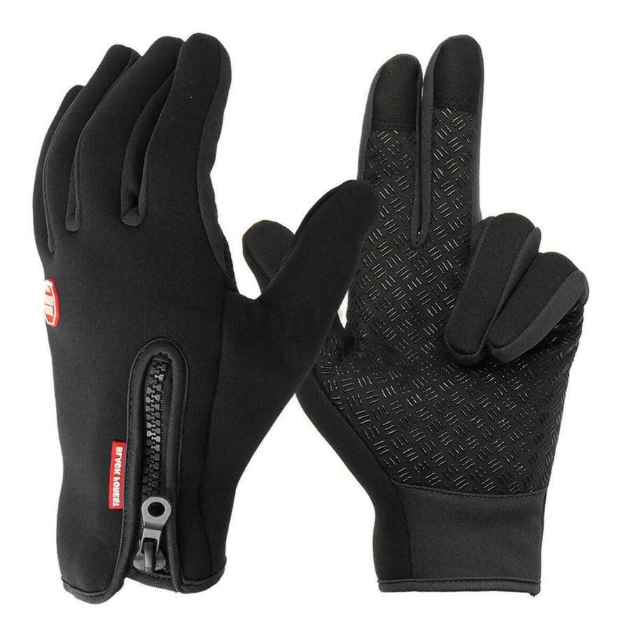 Touchscreen Winter Gloves with Zippered Wrist and Anti-Slip Palm, Fleece-Lined Neoprene