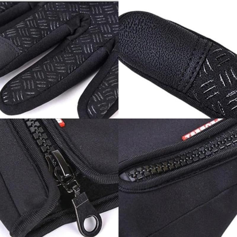 Touchscreen Winter Gloves with Zippered Wrist and Anti-Slip Palm, Fleece-Lined Neoprene