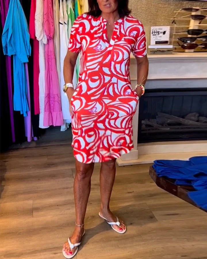 Belted Midi Dress with Wide Sleeves and Relaxed Fit