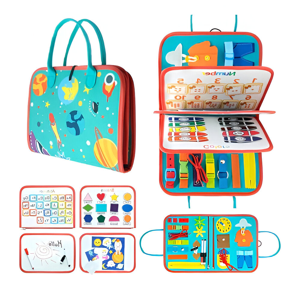 Sensory Board for Toddlers with Interactive Learning Activities and Travel Design