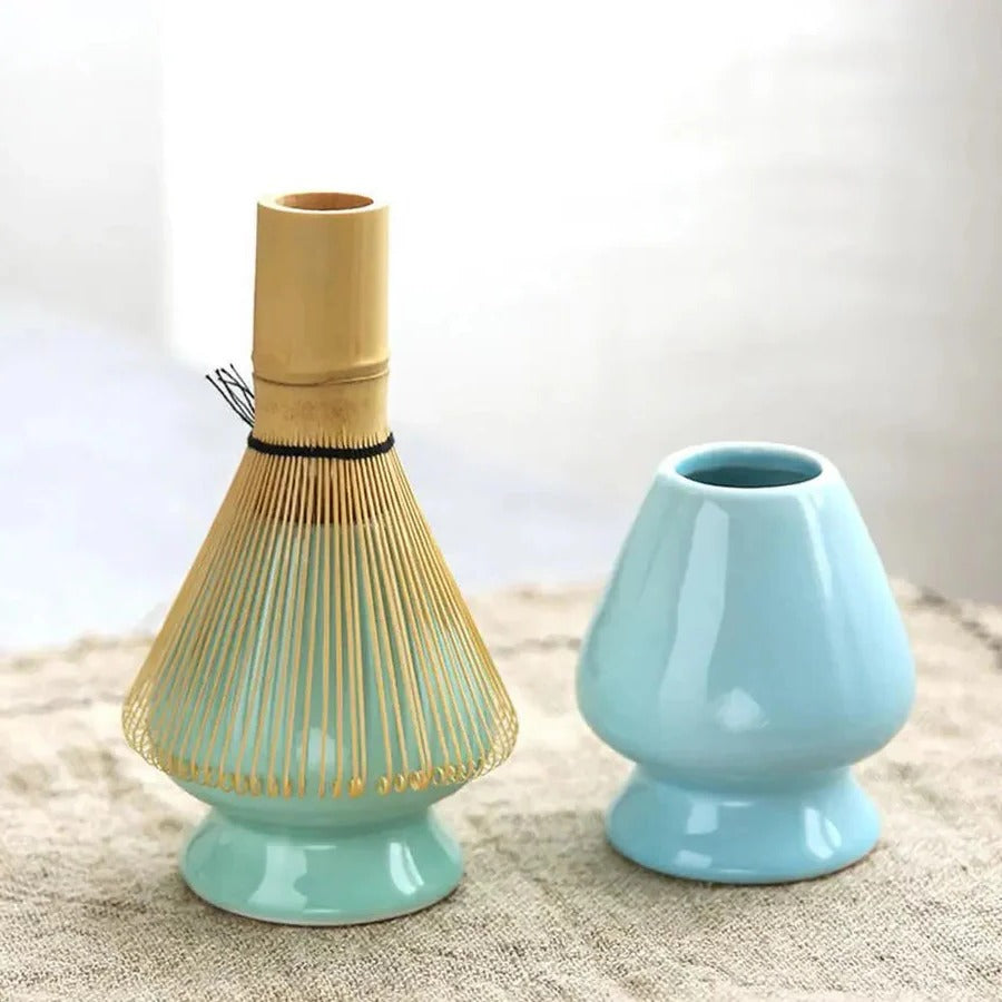 Matcha Tea Set with Bamboo Whisk and Measuring Spoon, Ceramic Bowl Gift Box