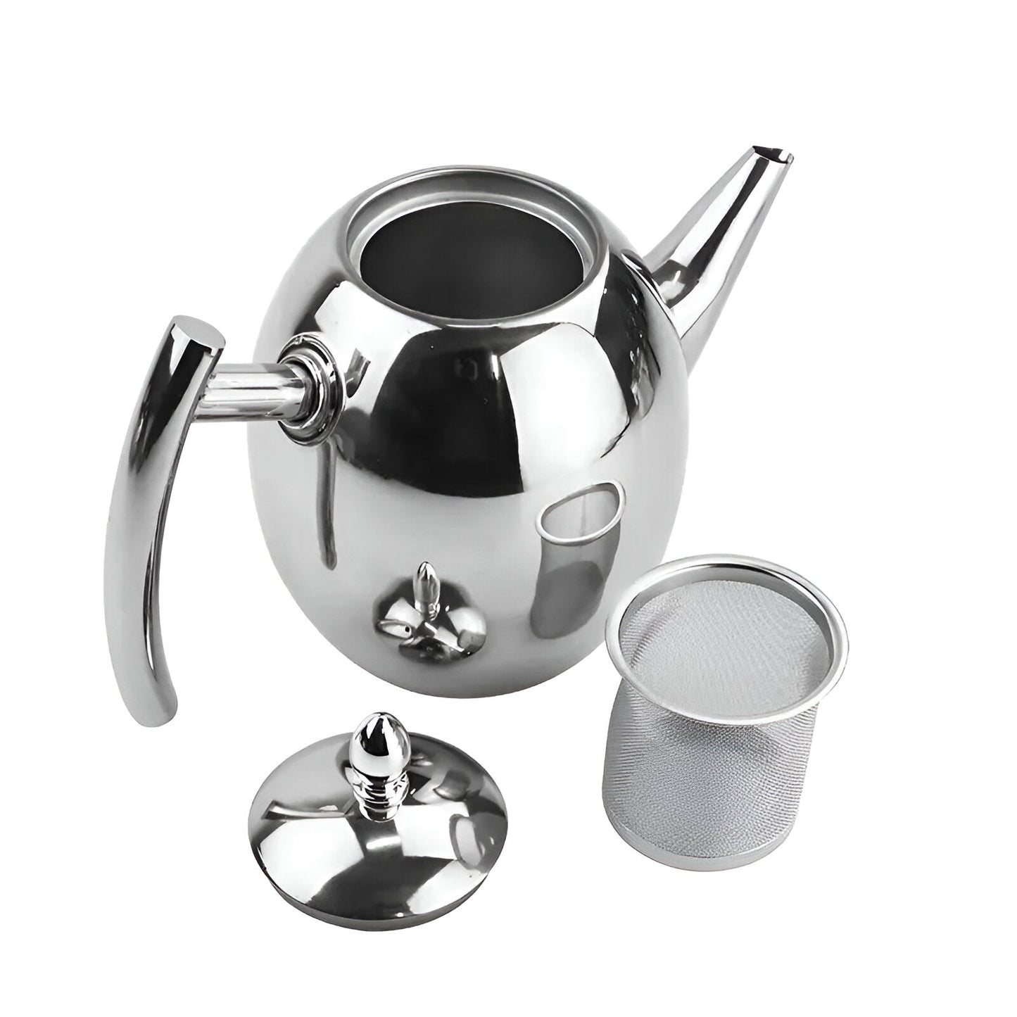 Stainless Steel Teapot with Built-In Strainer and Drip-Resistant Spout, 33oz All Vera Mart