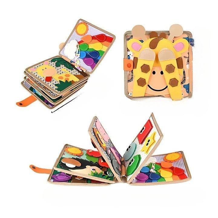 Interactive Activity Book with Multiple Textures and Carry Handle for Toddlers