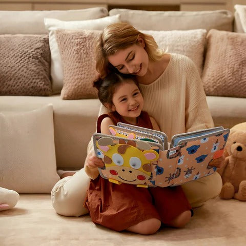Interactive Activity Book with Multiple Textures and Carry Handle for Toddlers