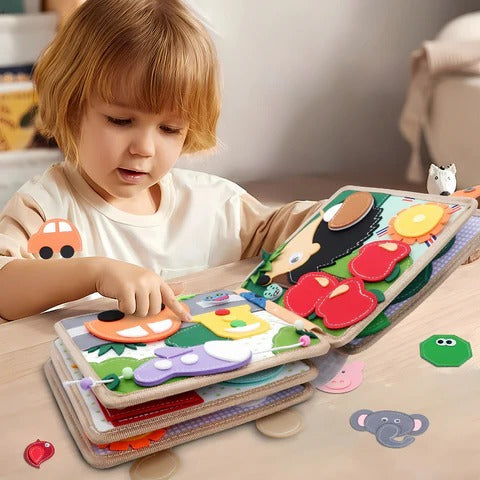 Interactive Activity Book with Multiple Textures and Carry Handle for Toddlers