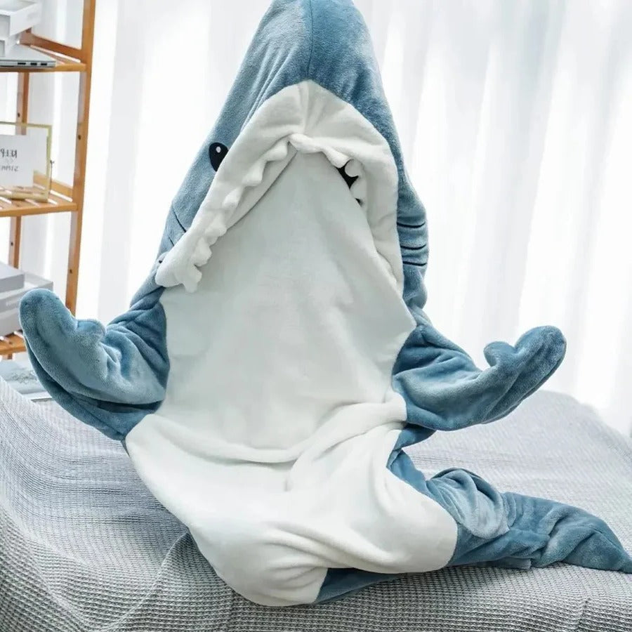 Shark Hoodie Blanket with Soft Flannelette and Roomy Adult Fit, Machine Washable