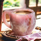 Crystal Textured Coffee Mug with Reflective Mineral Surface and Polished Handle