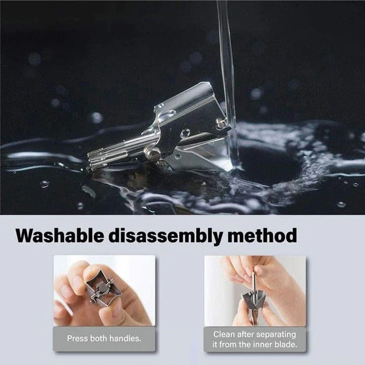 Nose Hair Trimmer with Manual Twist Mechanism and Ergonomic Grip, Stainless Steel