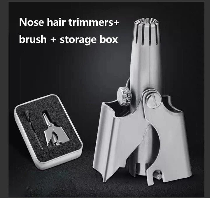 Nose Hair Trimmer with Manual Twist Mechanism and Ergonomic Grip, Stainless Steel