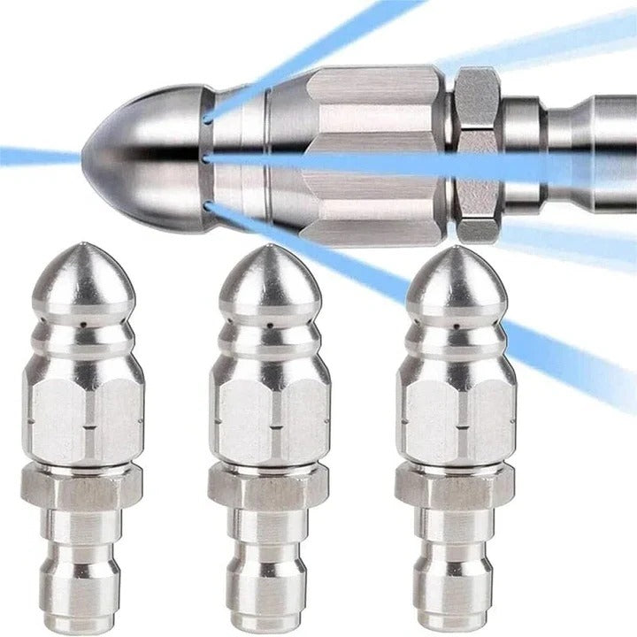 Sewer Jetter Nozzle with 0.39 Inch Orifice and Stainless Steel for Pressure Hoses